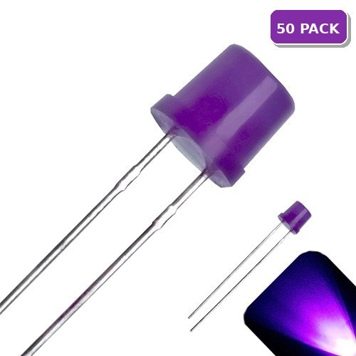 50 x LED 5mm UV / Purple Diffused Ultra Bright Flat Top Wide Angle LEDs Light