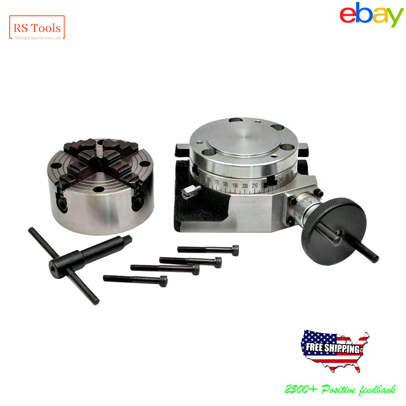 Rotary Table 4″/100mm With 100mm 4 JAW Independent Chuck USA RSTOOLS