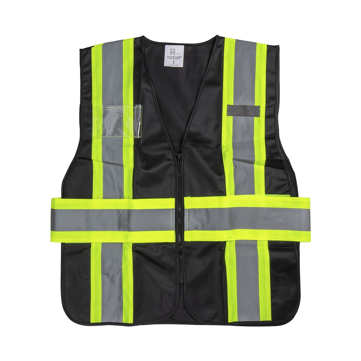 Karat High Visibility Reflective Safety Vest with Zipper Fastening, Black – L