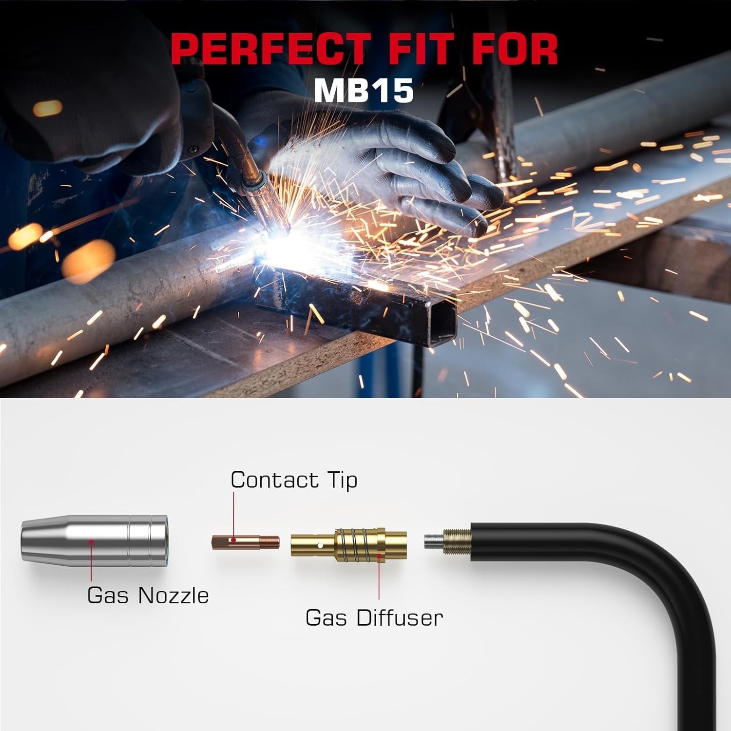 ARCCAPTAIN for MB15 15AK MIG Welding Gun Kit .035″ Contact Tip Nozzle Diffuse…