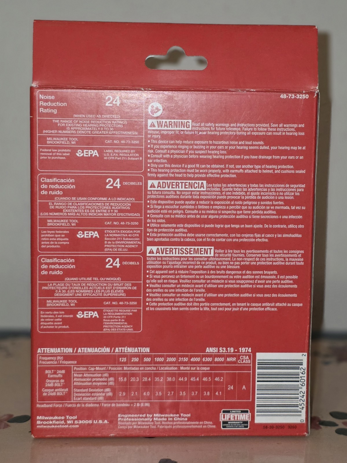 Milwaukee 48-73-3250 BOLT 24dB Earmuffs NRR Hearing Protection Hard Hat New