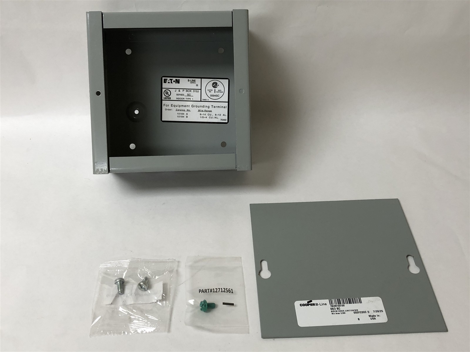 Cooper B-Line 663 8C Screw Cover Junction Box 6 x 6 x 3 Inches