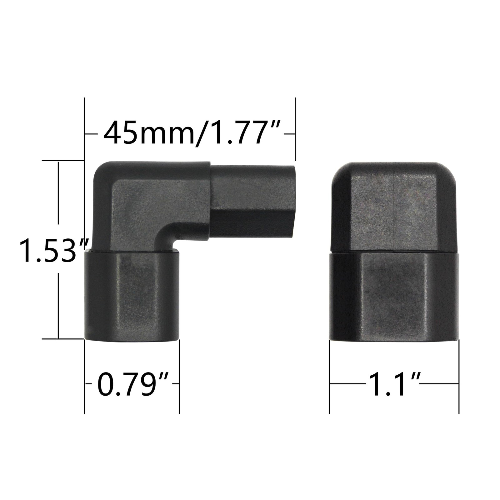 2 PCS 90 Degree IEC 320 C14 Male To C13 Female Up Down Angle Power Adapter