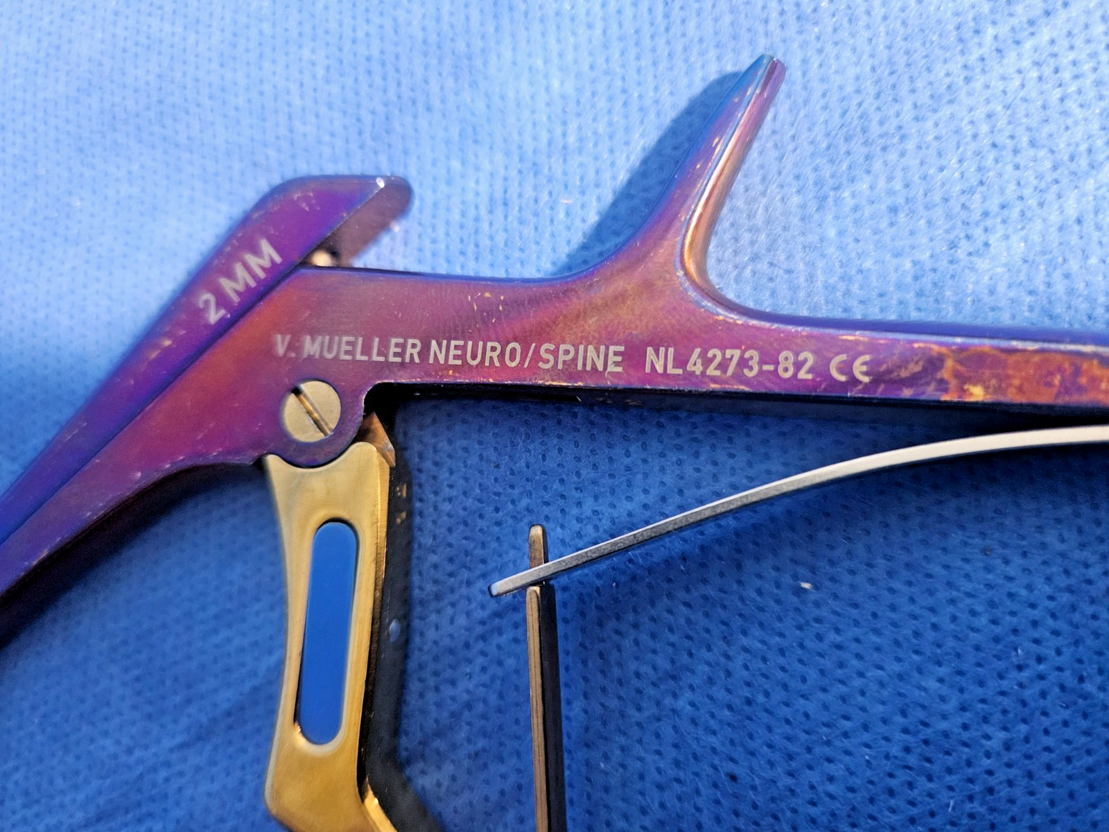 V.Mueller 2mm Kerrison Rongeur, NL4273-82, 40 degree Up With Bone Ejector