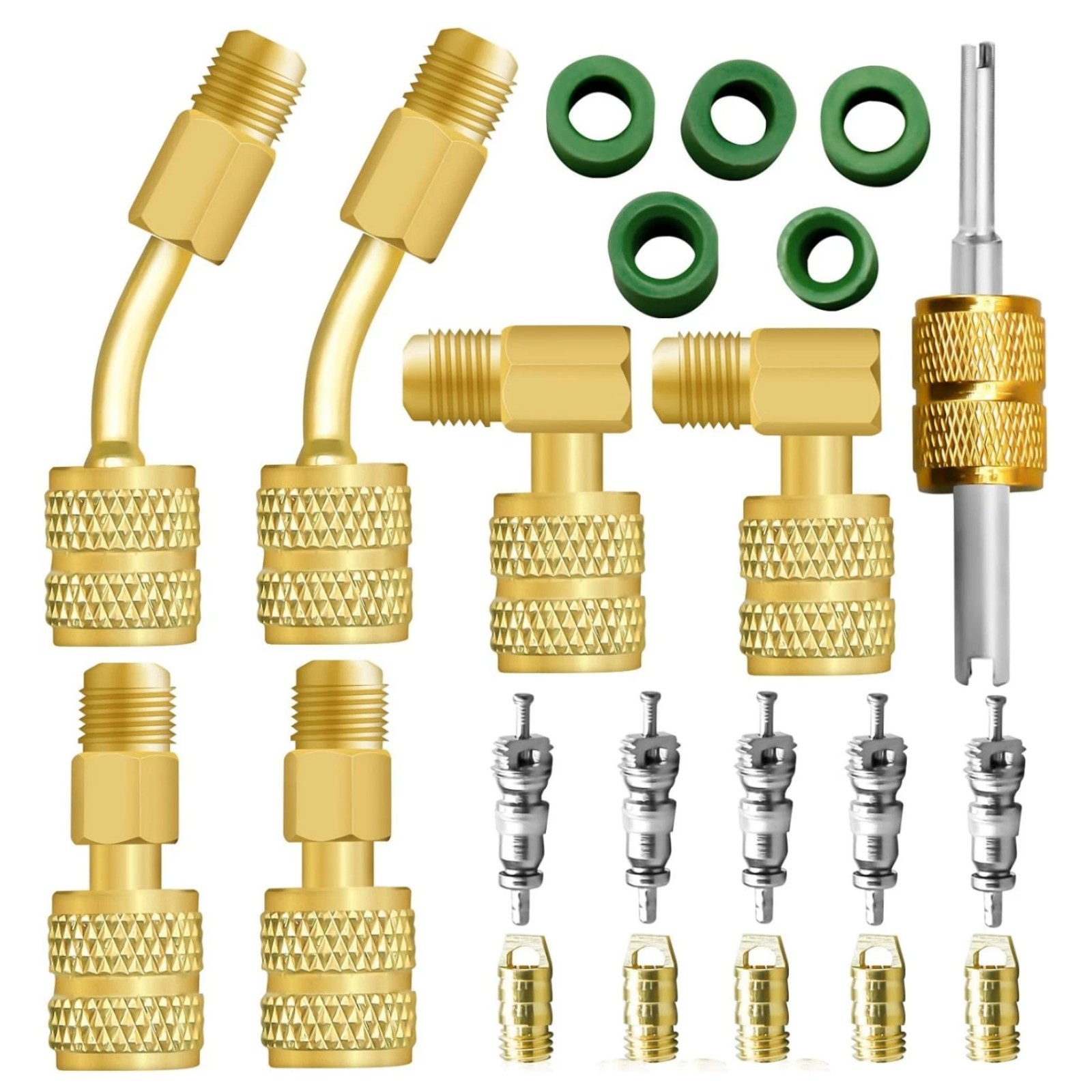 R410A Adapter Kit Mini Split Adapter With Thread: 1/4″ Male, 5/16″ Female