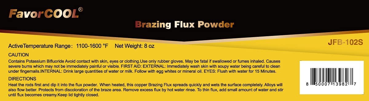 FAVORCOOL JFB-102S 1/2 lb Brazing Flux powder for Silver Phos Copper Welding Rod