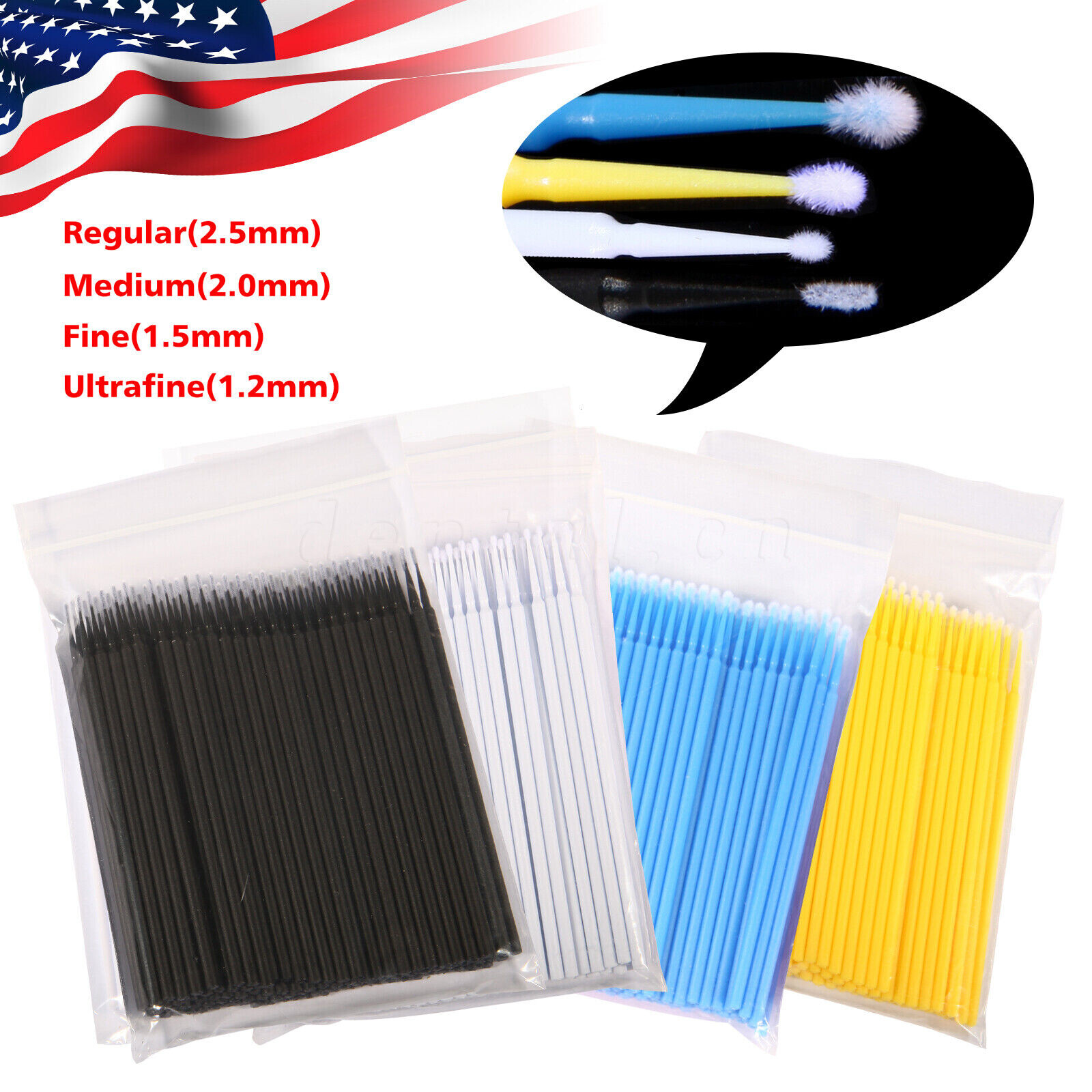 USA Microbrush Micro Brush Applicator Tips for Makeup Eyelash Dental Super Fine