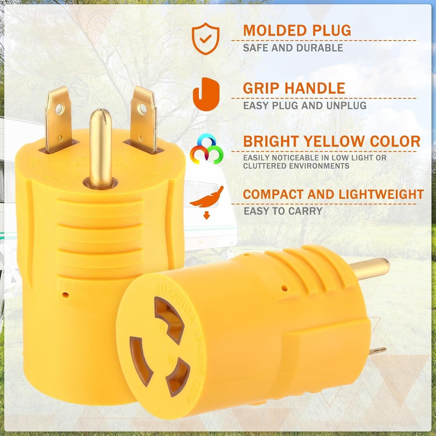 NEMA TT-30P to L5-30R 30 Amp Plug Adapter 3 Prong RV Plug with Locking Connec…
