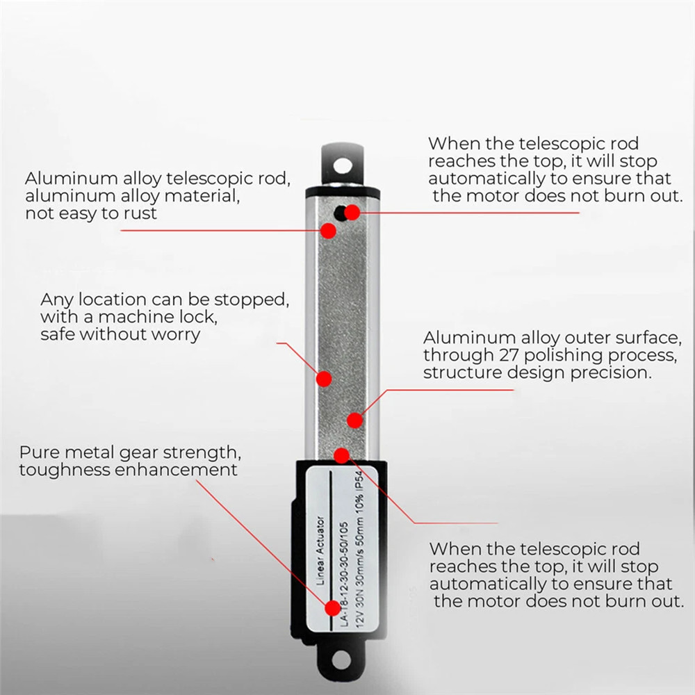 DC 12V Small Mini Micro Linear Actuator 0.4″ 0.8″ 1.2″ 2″ 4″ 6″ 8″Stroke TV lift