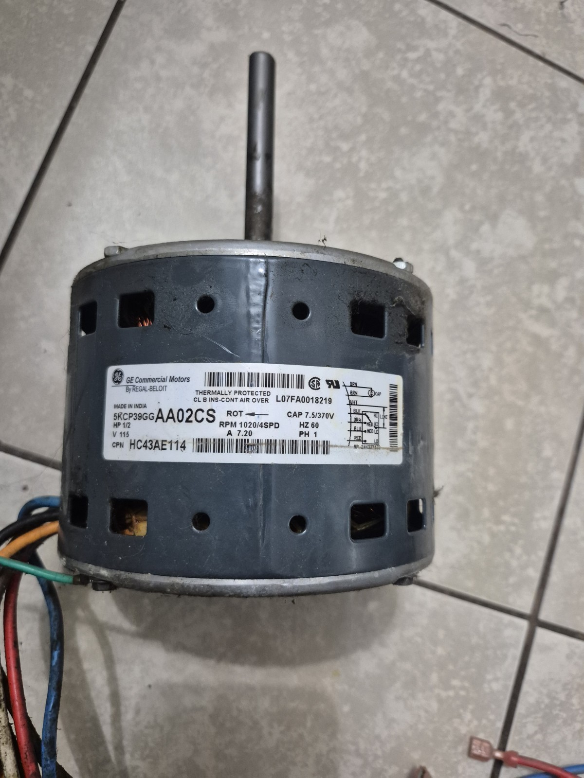 N8MPN075B12B2 5KCP39GGAA02CS HC43AE114 OEM 1/2 HP blower motor of ICP Furnace