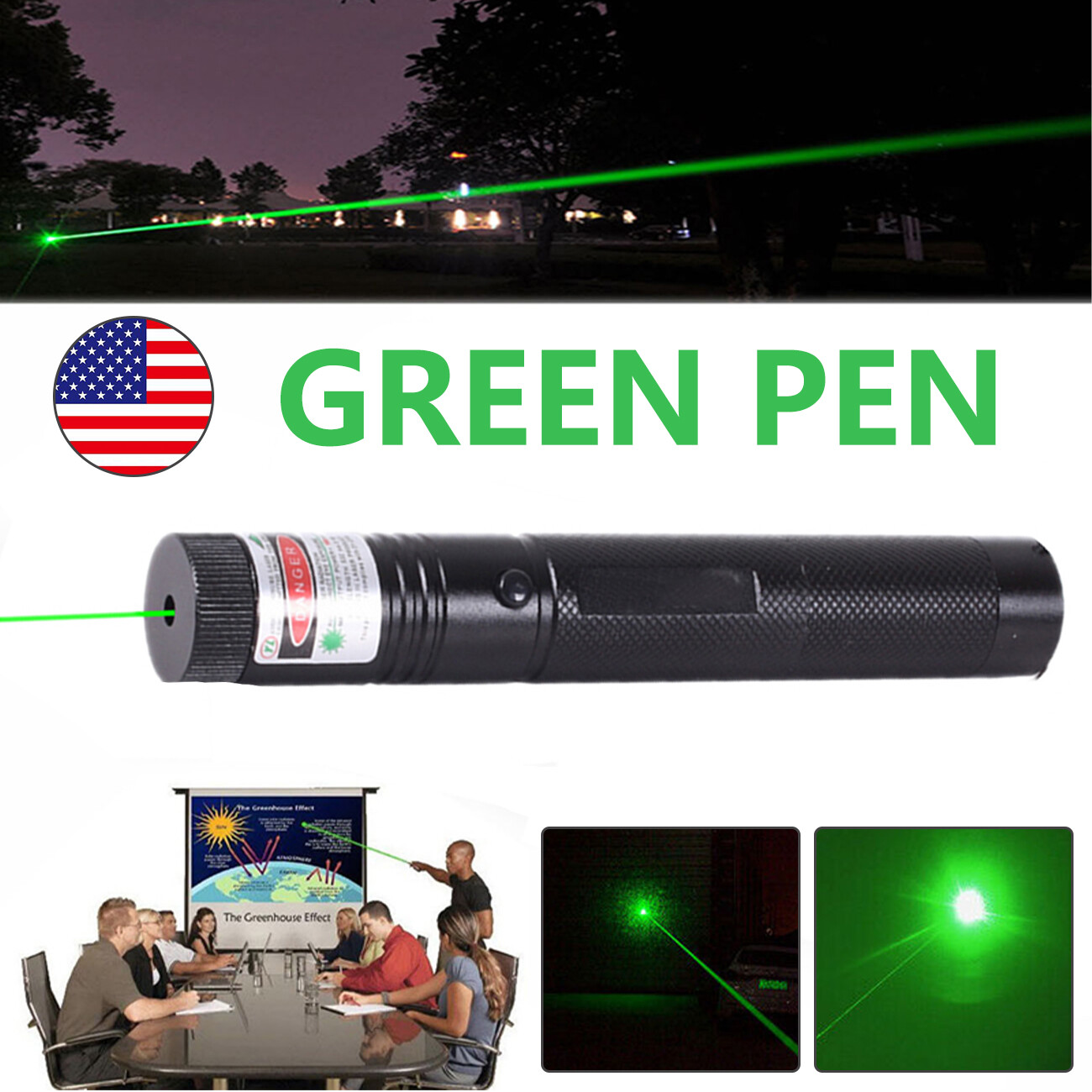 9900Miles 532nm Green Laser Pointer Pen Light Visible Beam Rechargeable Lazer