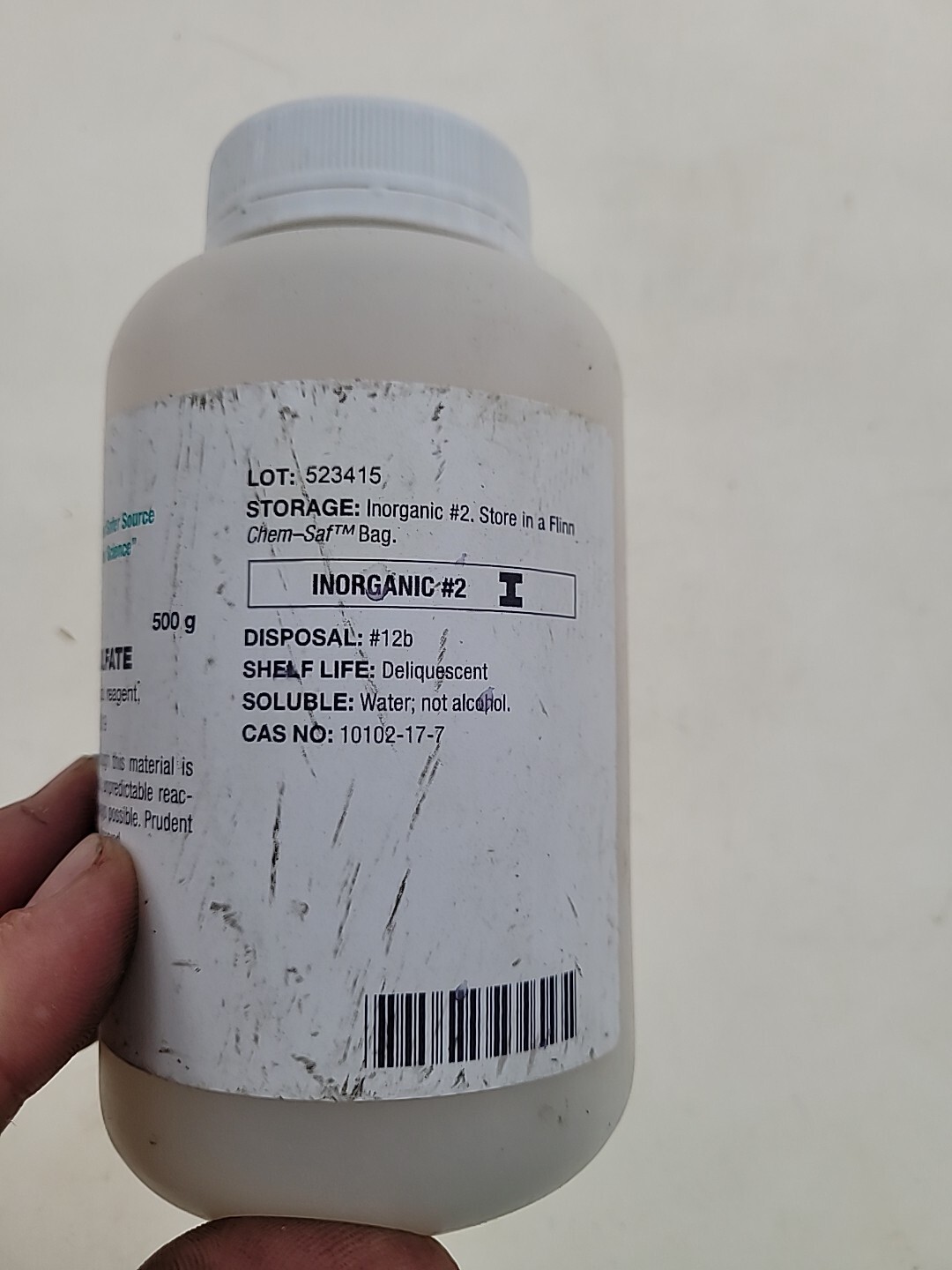 Sodium Thiosulfate, Reagant, Fine Crystal, 99.5% min., 500 gram Flinn Scientific
