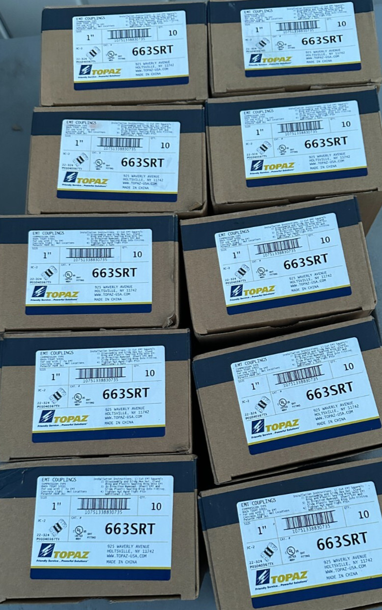 Topaz 663SRT Raintight EMT Compression Couplings 1″ Box of 10