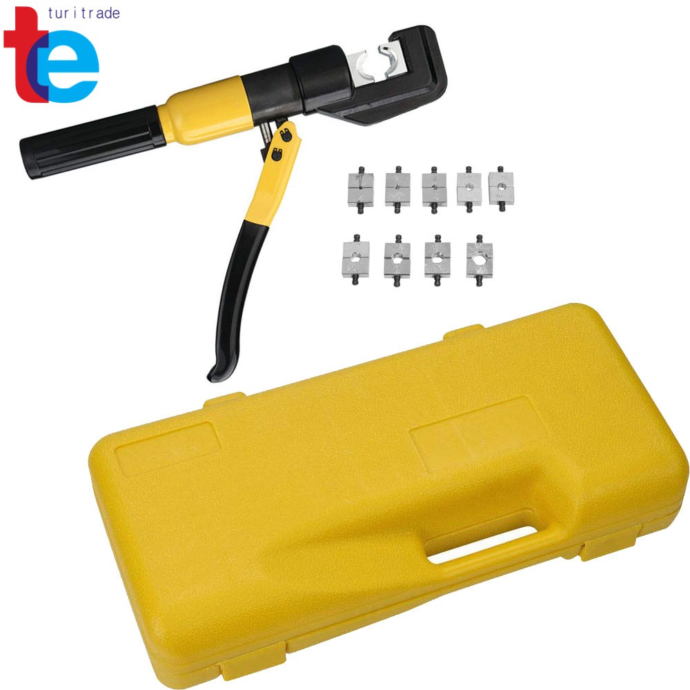 10T Hydraulic Wire Battery Cable Lug Terminal Crimper Crimping Tool W/ Case US