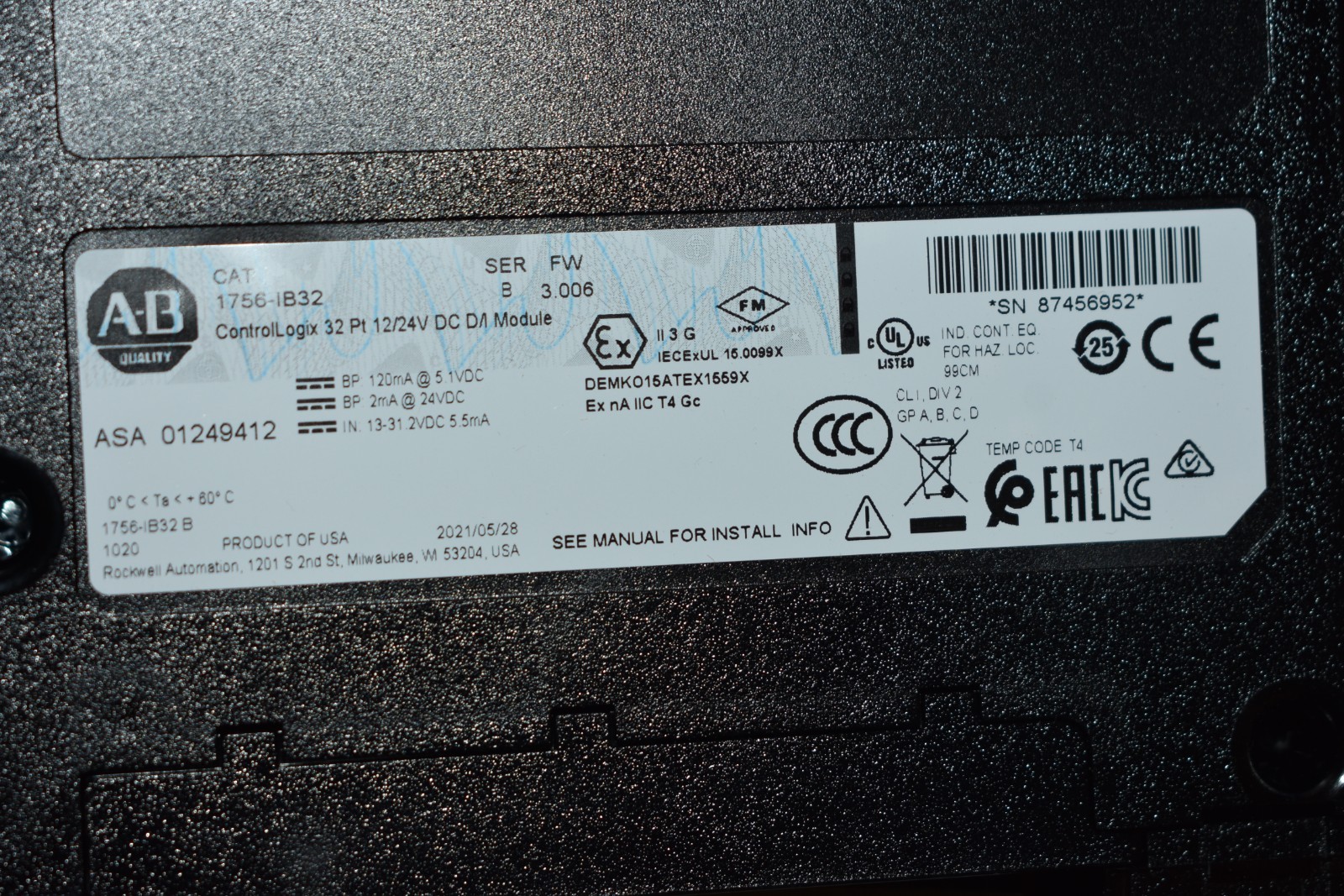 1756-IB32 ALLEN BRADLEY INPUT MODULE SERIES B 2021 NEW SURPLUS