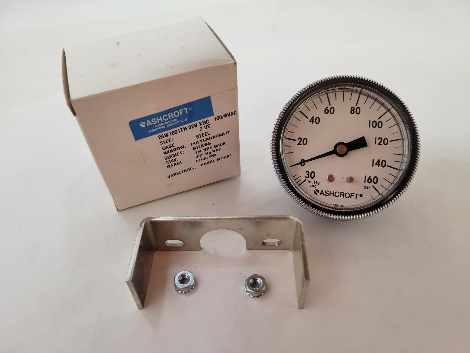 Ashcroft 25W100TH 02B XUC Pressure Gauge Panel Mount 2-1/1″ 0-160 PSI 1/4″ NPT