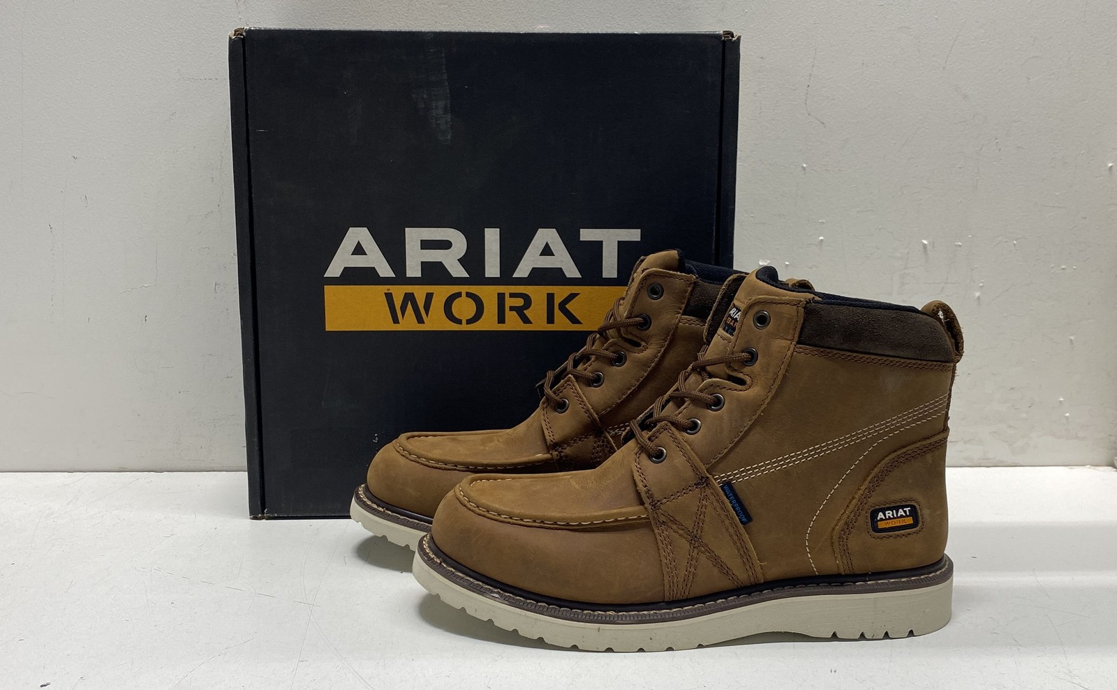 Ariat Rebar Wedge Moc Toe H2O Aged Honey Women’s Soft Toe Boots Size 10.5