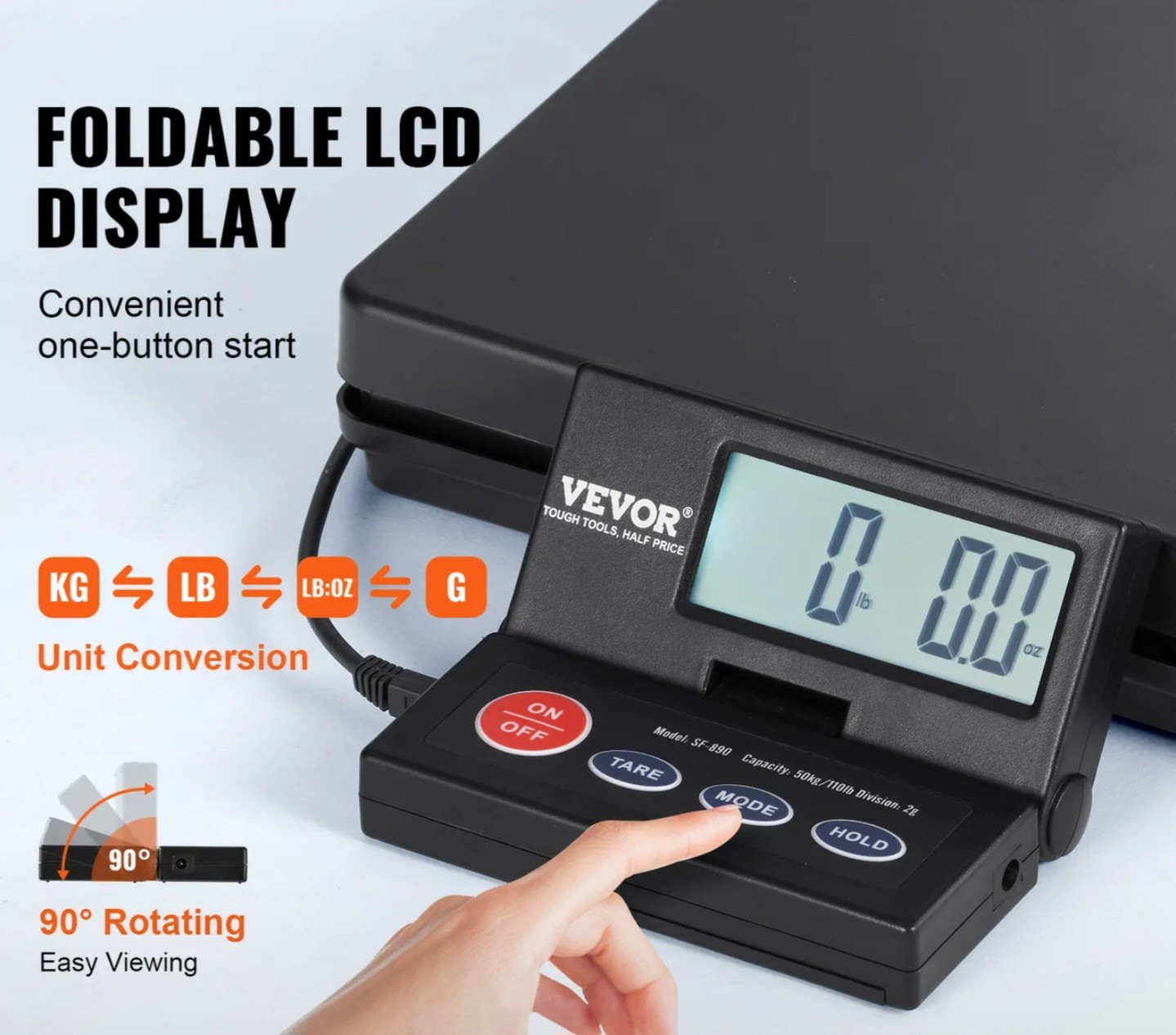 VEVOR Digital Shipping Scale 90° Foldable LCD Screen for Home and Business/NEW
