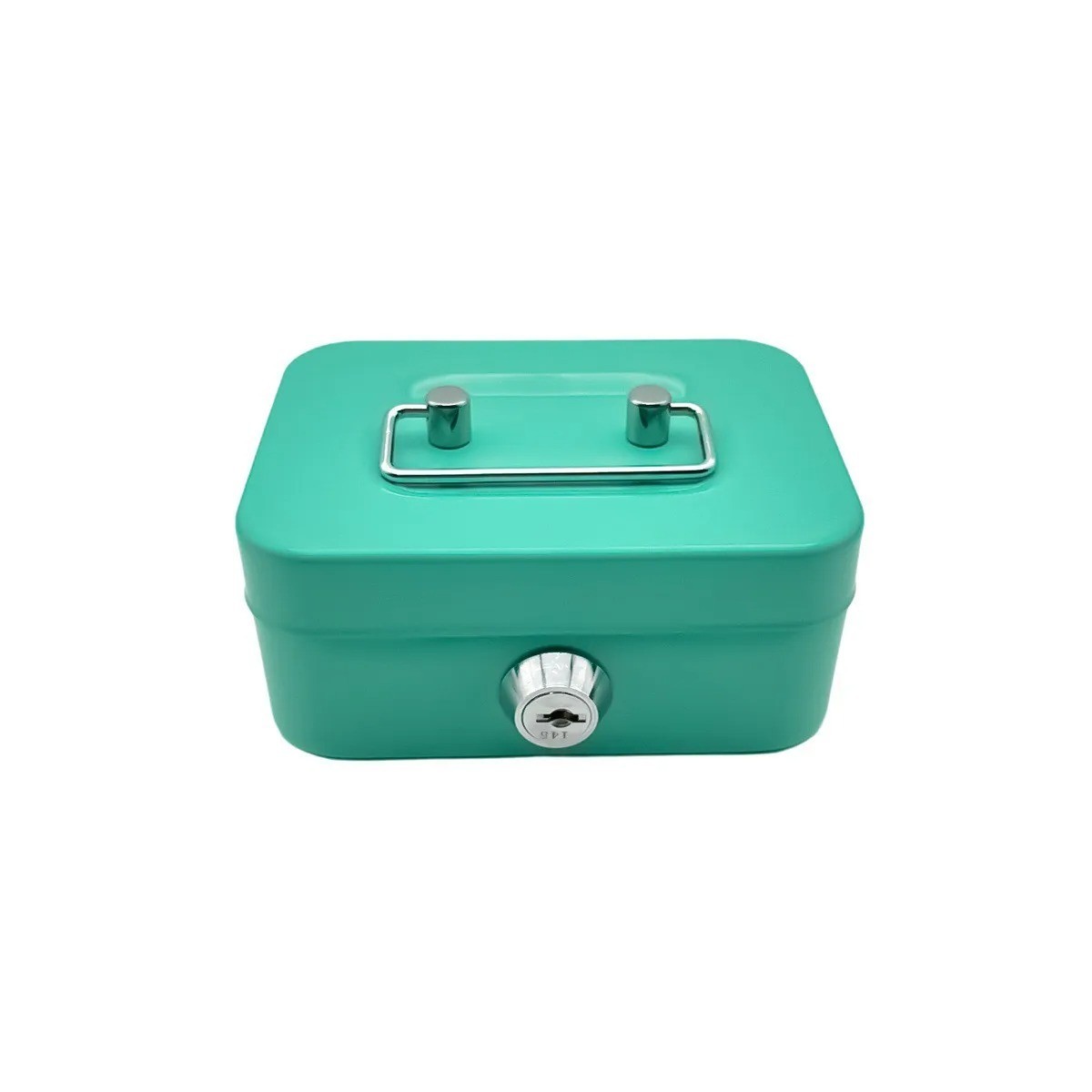 Small Cash Box with Money Tray and Lock, Metal Cash Lock Box with Key
