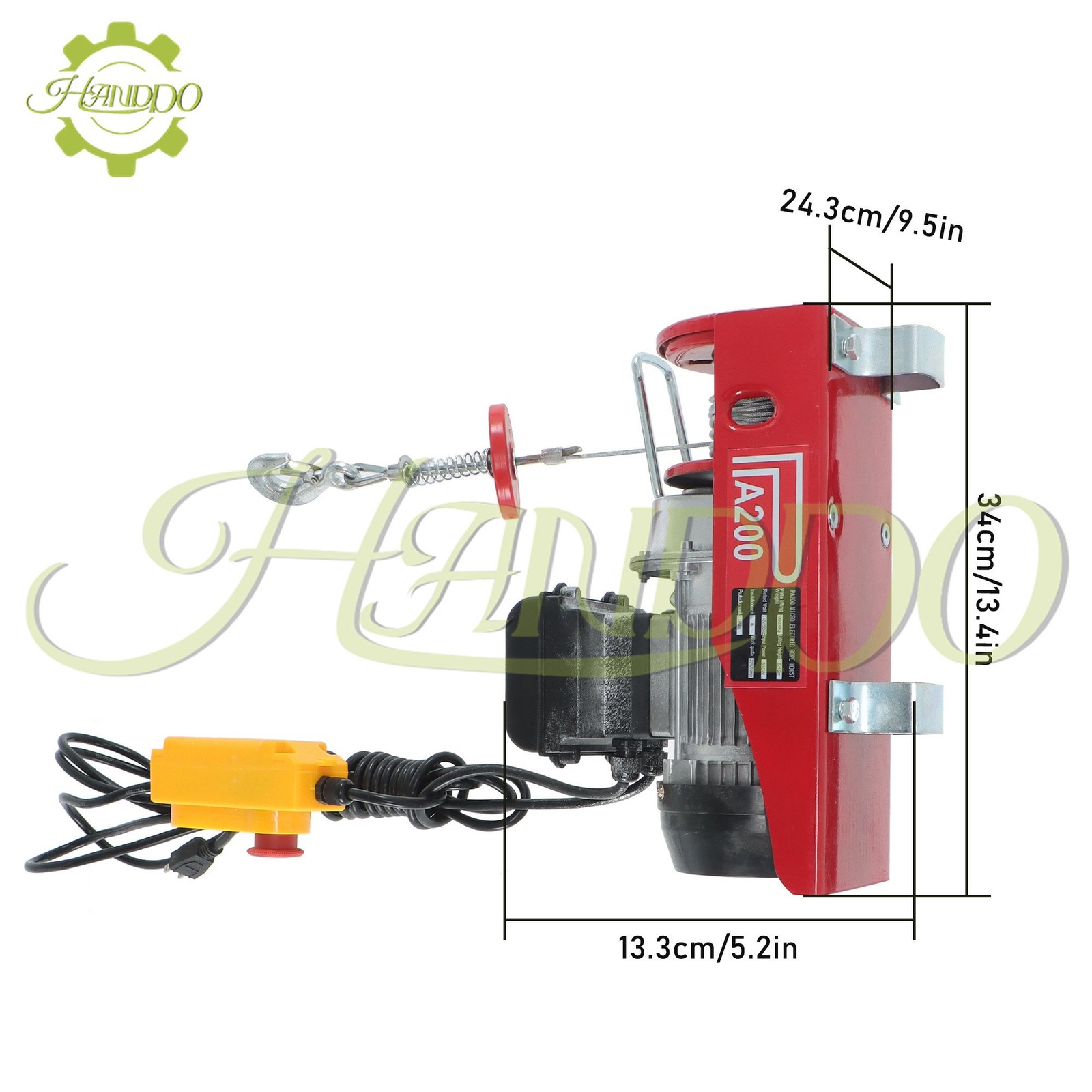440lbs/ 200kg Electric Hoist with 14 FT Wired Remote Control 110V 510W Motor