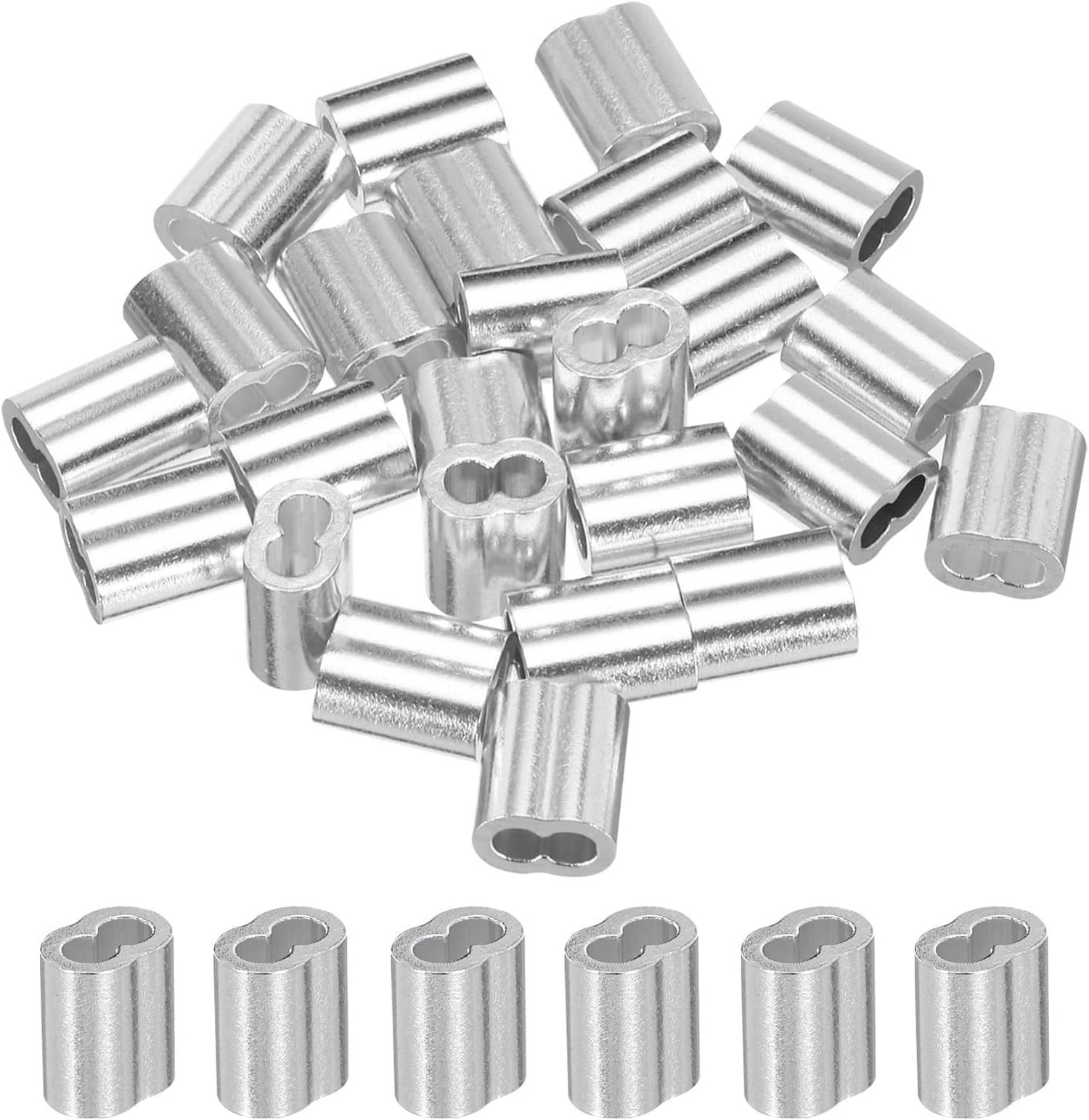 YAMASO 30pcs 1/4″ Aluminum Crimping Loop Sleeve, Cable Ferrule Wire Rope Slee…