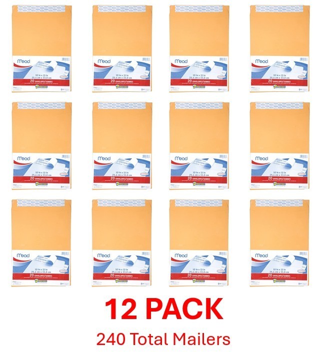 240 Mead Press-It Seal-It Envelopes, 10in X 13in, 12 Packs of 20