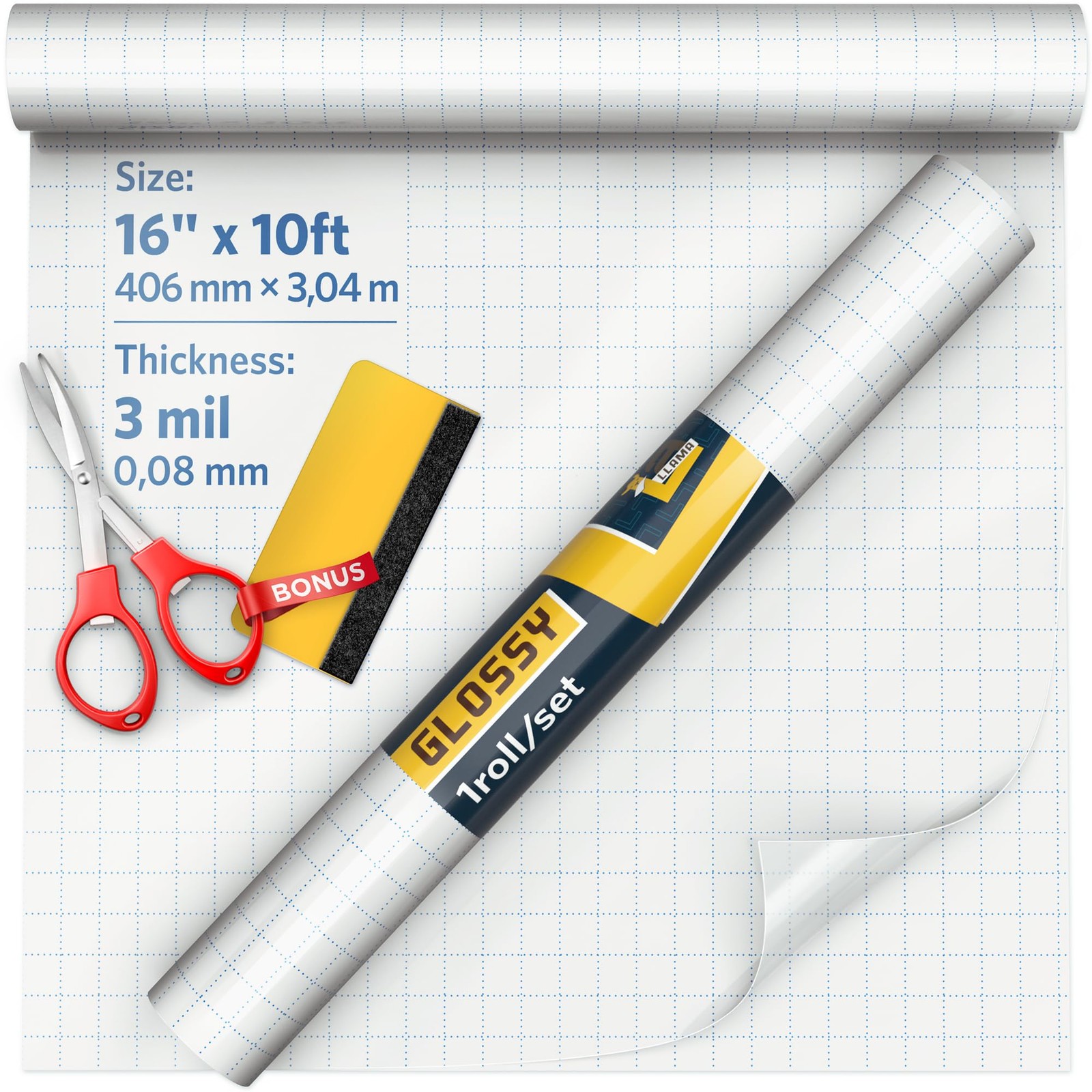 Clear Glossy Self Adhesive Peel And Stick Laminating Film Roll 3 MIL 16x10ft