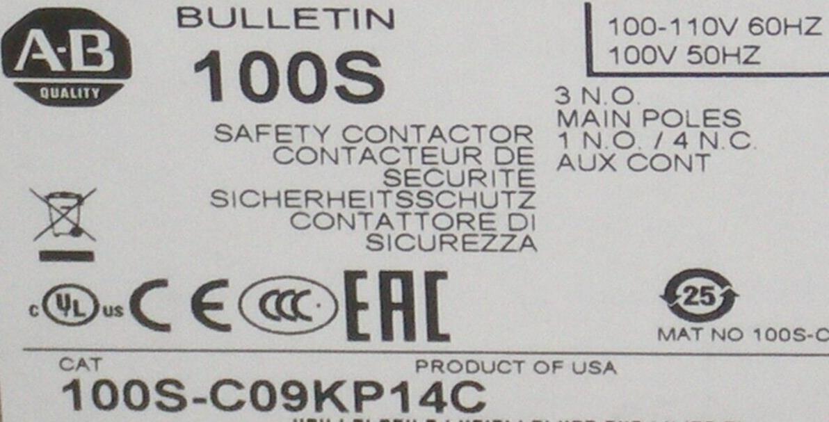 New! Allen Bradley 100S-C09KP14C Safety Contactor 100-C09*10 and 100S-F