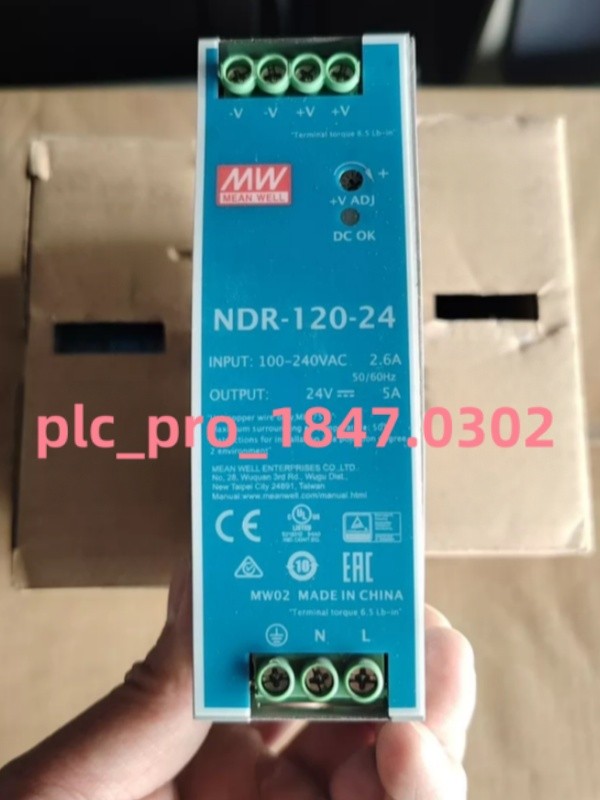 1PCS Brand New MEAN WELL NDR-120-24 DIN Rail Power Supply 24V 5A Fast Ship