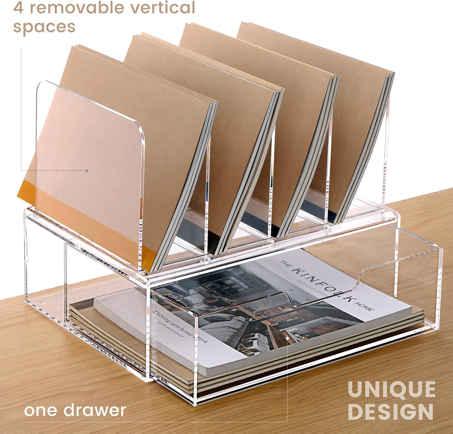 Desk Organizers and Accessories, Acrylic Desk Organizer with Drawer, Office Supp
