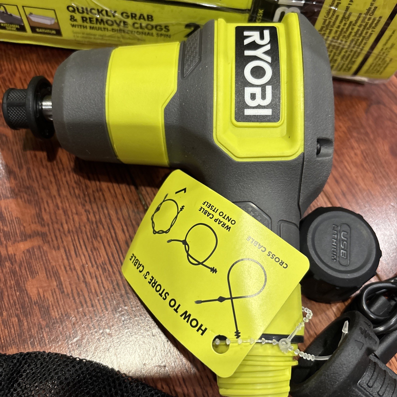 NEW Ryobi Lithium 3’ Drain Auger Kit UsbC 2AH Cordless FVPC55K Full Kit