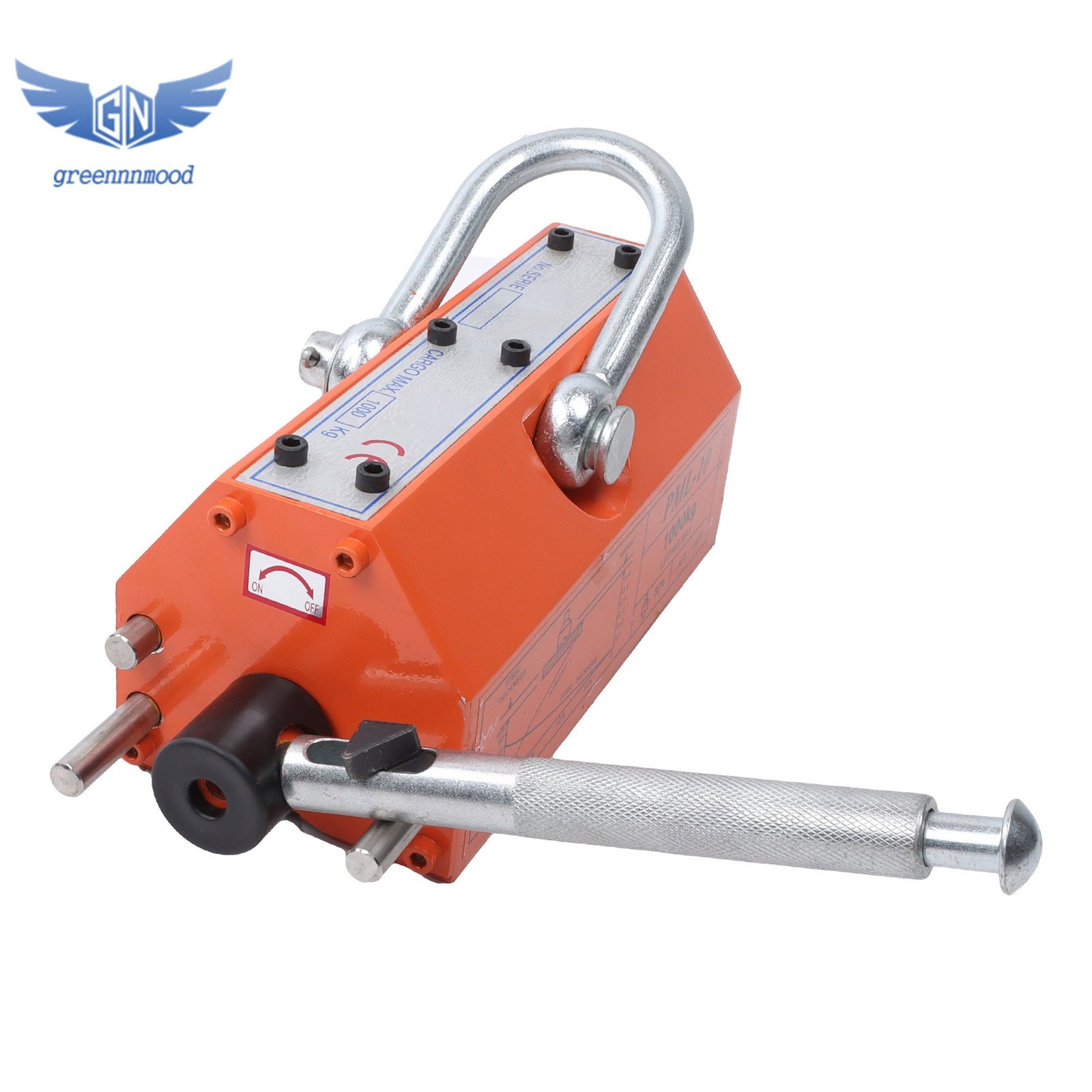 Magnetic Lifter Lifting Magnet Hoist 2200 lbs/1000 kg 2 Safety Factor Orange