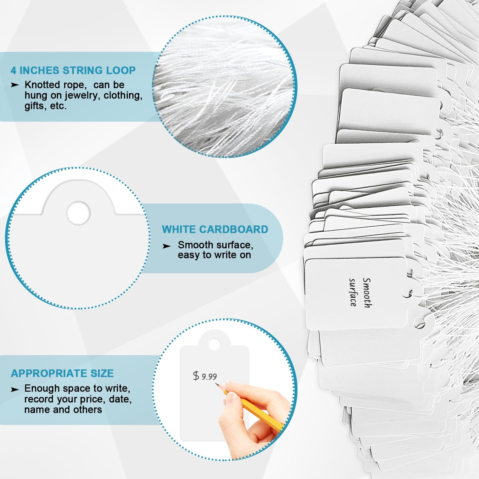 220 Pack White Price Tags with String Attached Marking Price Tags Price Labels D