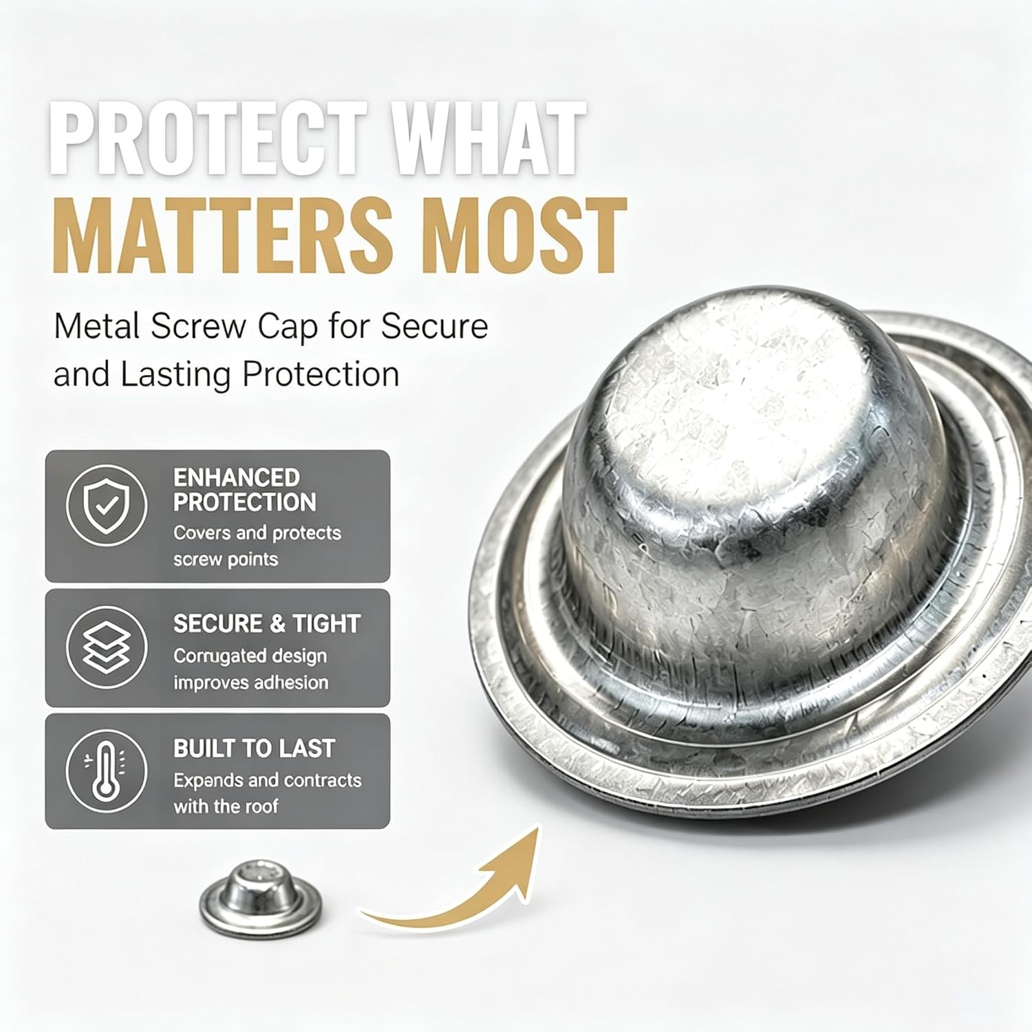 100 Pack Galvalume Metal Roof Screw Caps Rustproof Waterproof Roofing Screw Caps