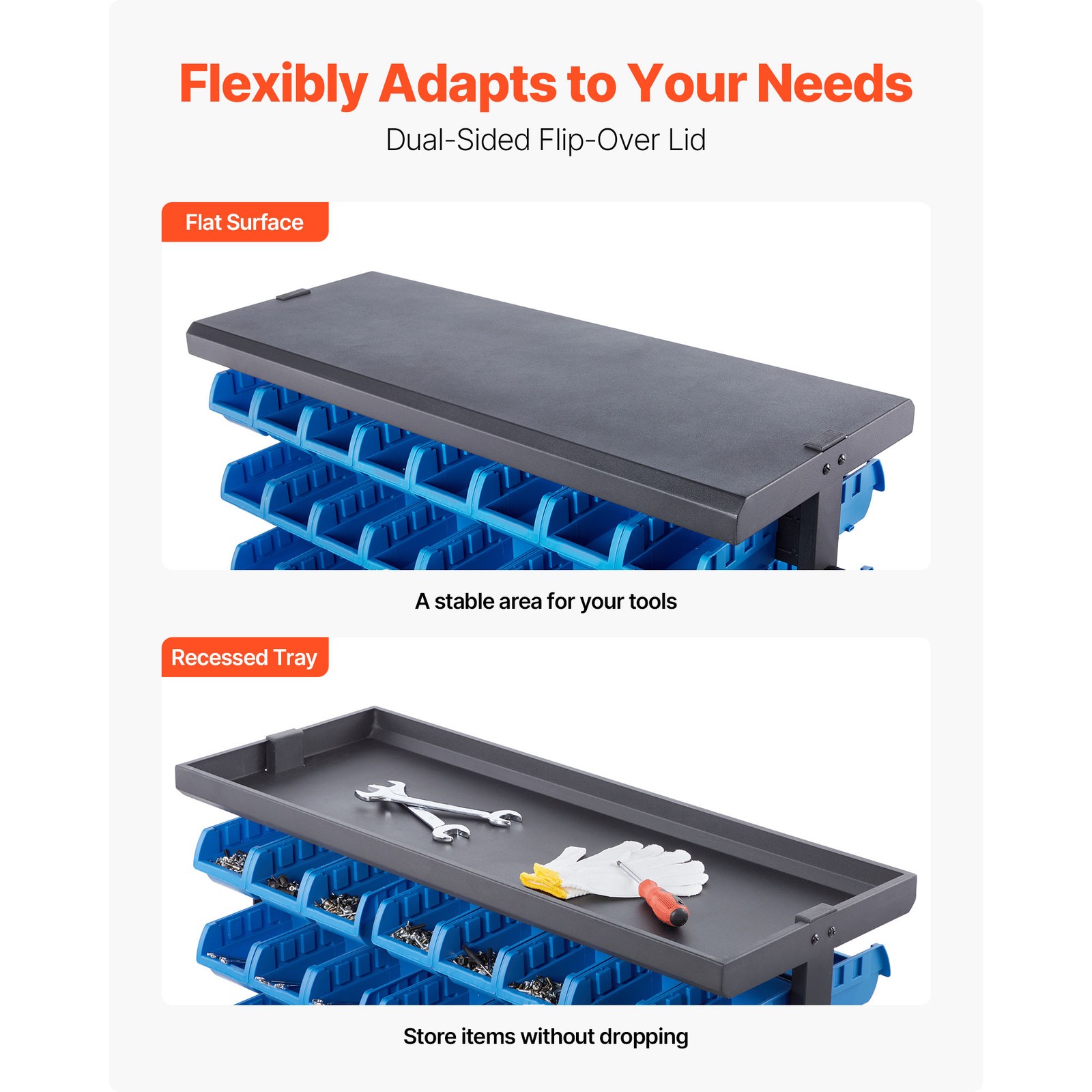 Uimoso Double-Sided Rolling Storage Rack with 7 Tiers and 94 Bins