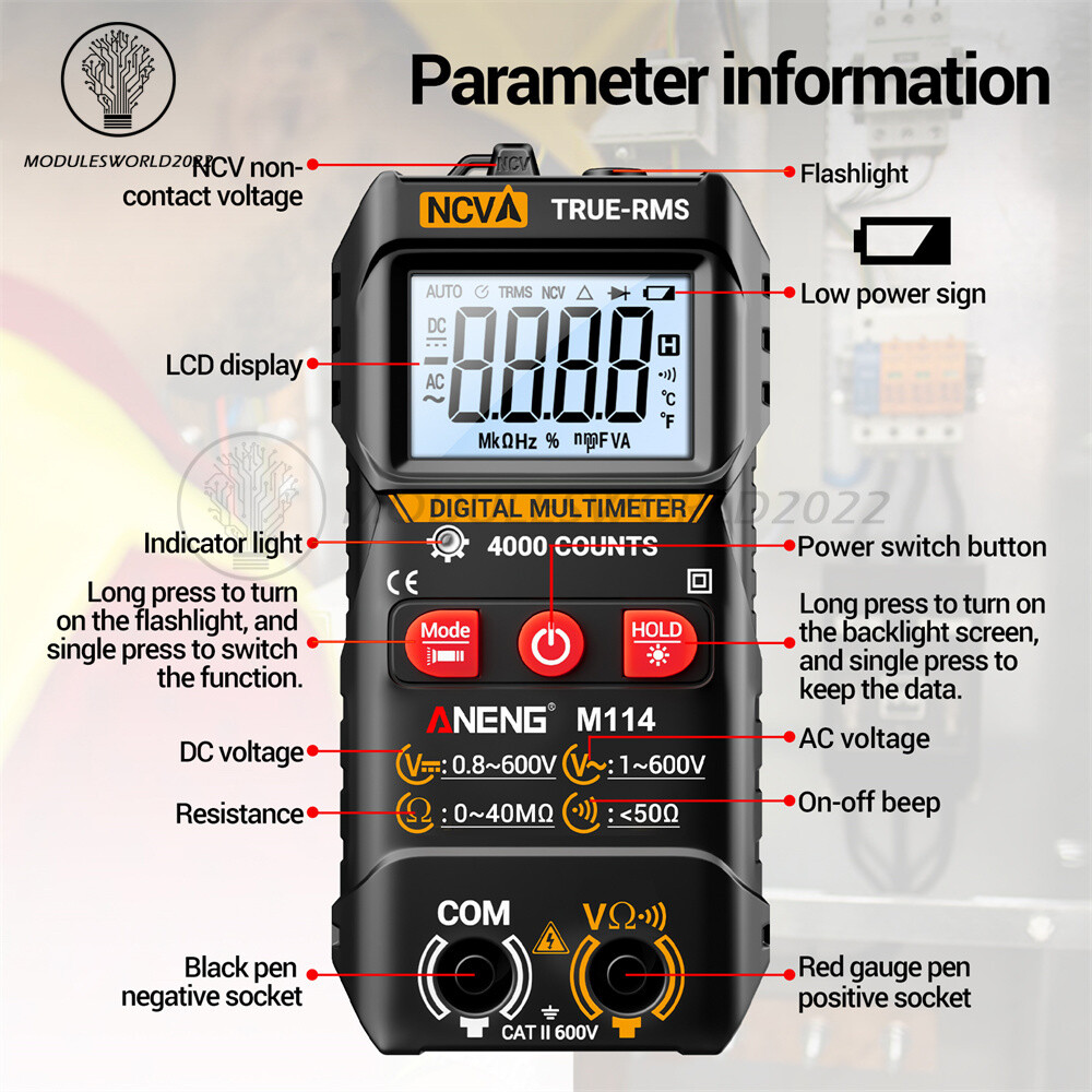 ANENG Digital Multimeter Automatic Voltmeter NCV Resistance Electrician Tester