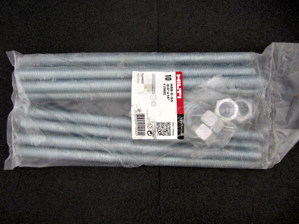 1 Bag of 10 NEW Hilti 3/4″ x 14 HAS-E-55 Anchor Rod & Nuts 2198002