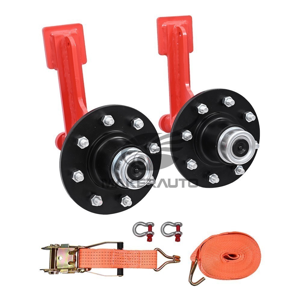 2Pack Shipping Container Wheels 8×6.5 Lug Wheels Kit with Ratchet Strap US