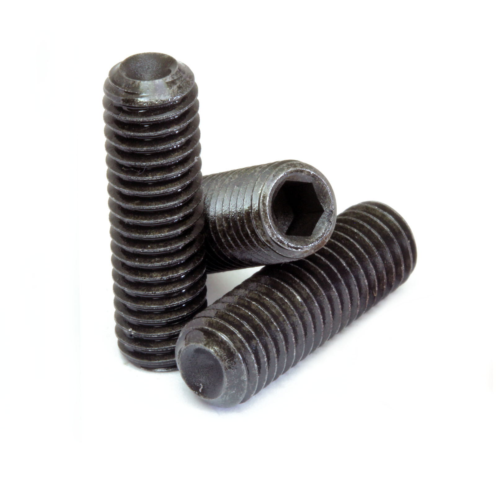 #10-32 Cup Point Socket Set Screws, Fine Thread SAE Alloy Steel w/ Black Oxide