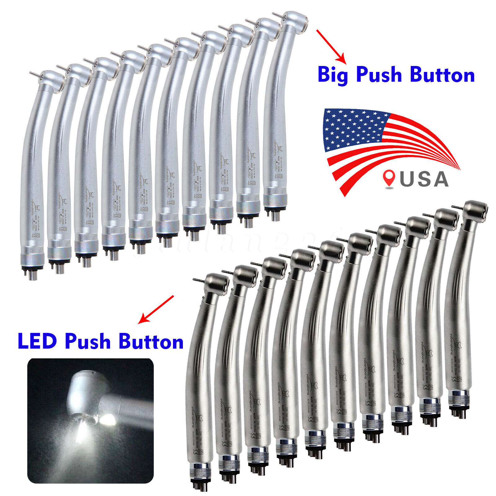1-10 Yabangbang Dental (LED E-generator) High Speed Handpiece 4/2 Hole Fit NSK