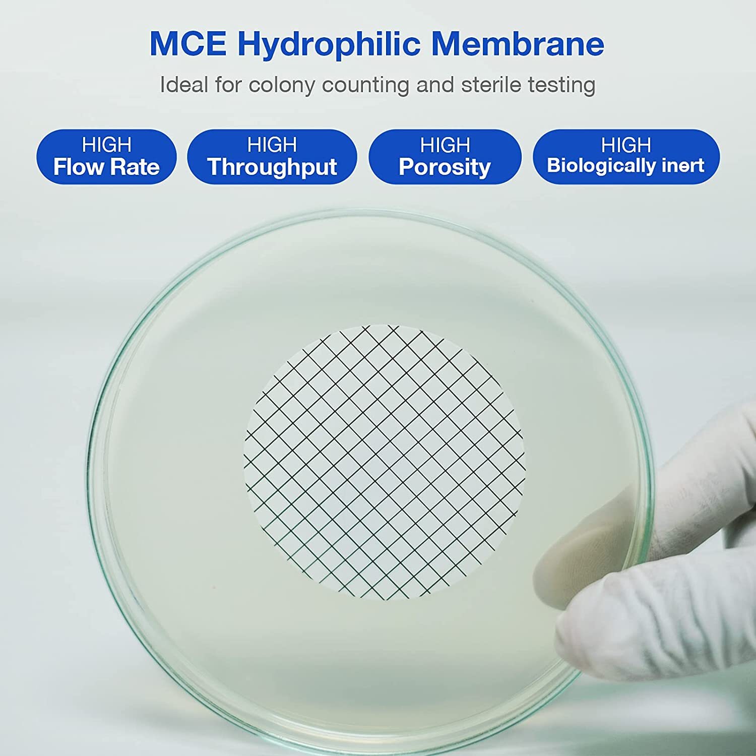 2000pcs MCE Gridded Line Membrane Filter Sterile 47mm 0.45μm Individually Packed