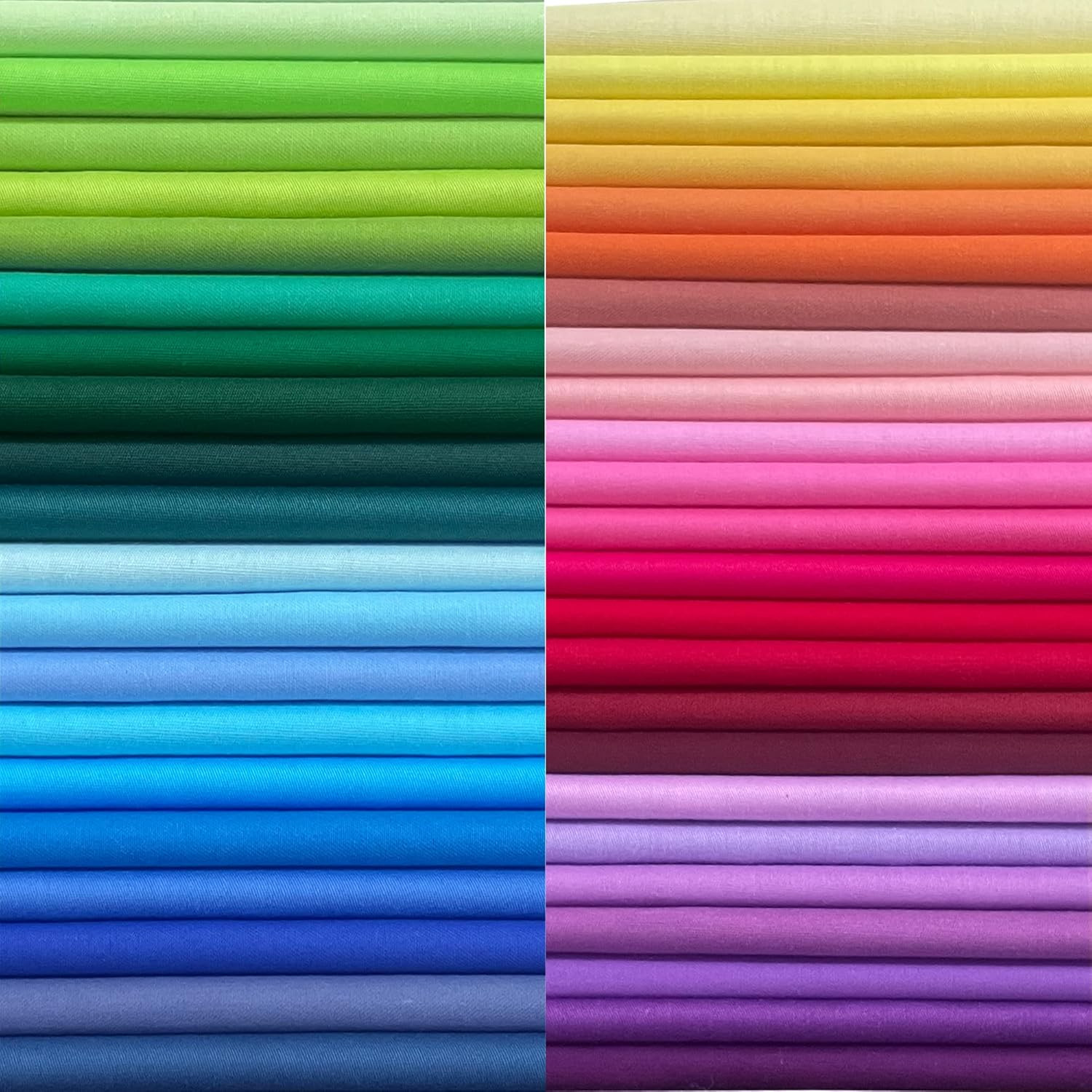 50PCS 10 x 10 inch Solid 100% Cotton Fat Quarters Fabric for Sewing and Quilting