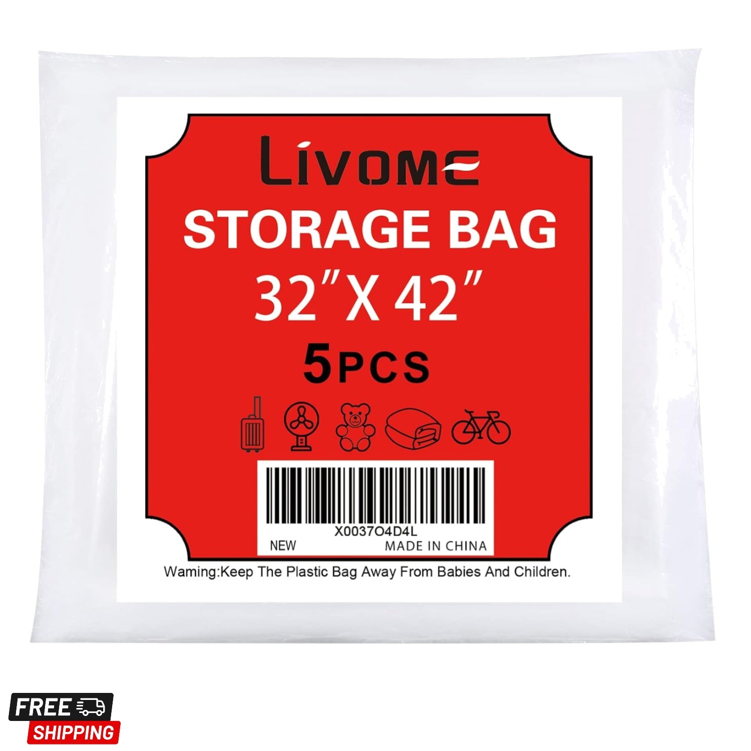 5 Pack 32*42 inches Clear Plastic Storage Bags Dustproof Moistureproof Jumbo …