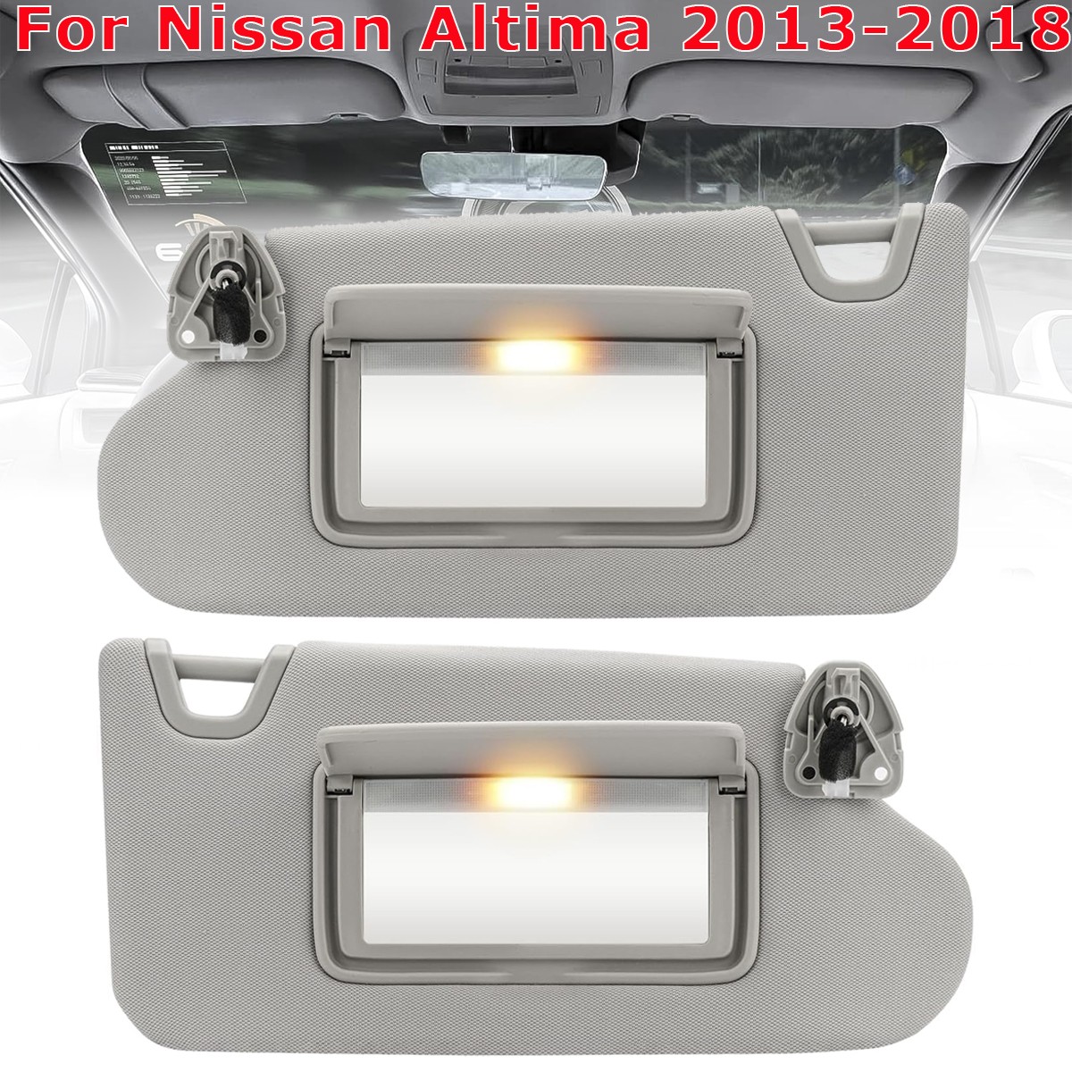 Left Driver Right Passenger Side Sun Visor for Nissan Altima 2013-2018 w/Light