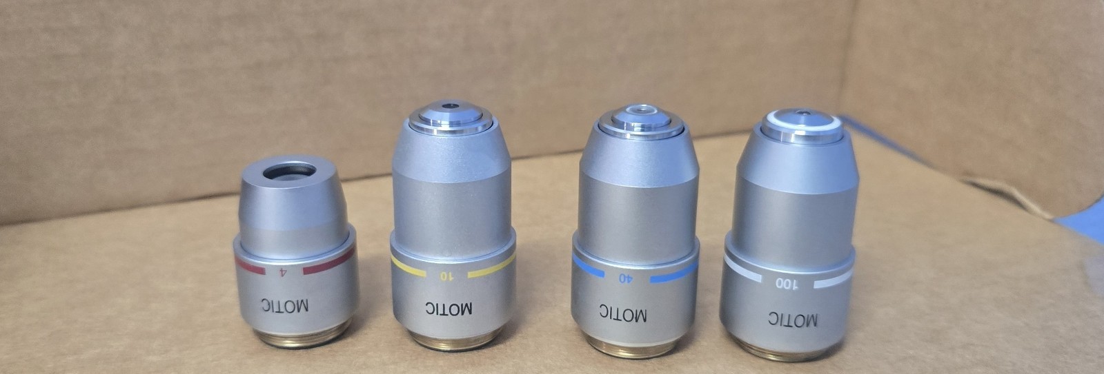 MOTIC MICROSCOPE OBJECTIVES LENS 4 X 10 X 40 X 100 X (INV06-BIND001B)