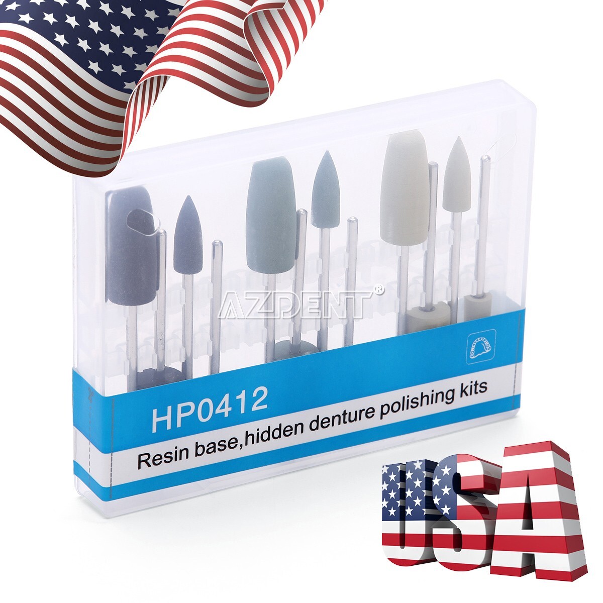 US Dental Polishing Burs Resin Base Acrylic Invisible Denture Silicone Grinding