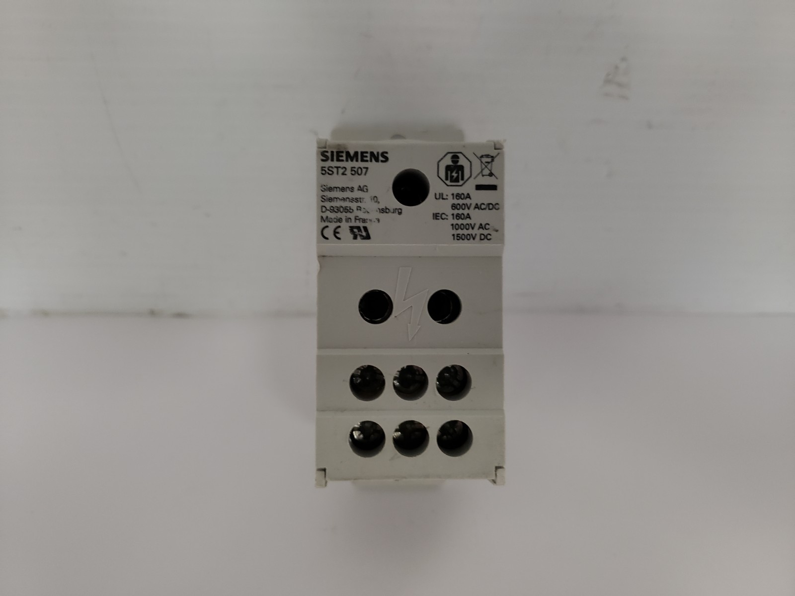 SIEMEMS 5ST2 507 DISTRIBUTION BOARD BLOCK 1 POLE 160A 600V AC/DC