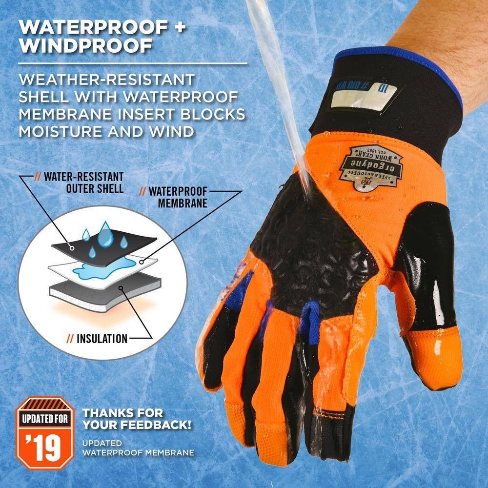 Proflex 818WP Xx-Large Orange Performance Thermal Waterproof Utility Gloves