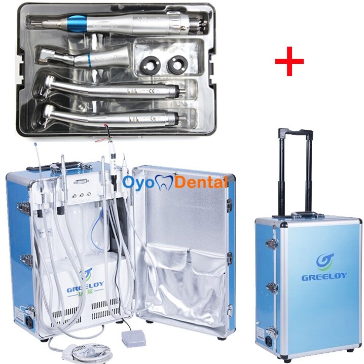 Greeloy GU-P206 Portable Dental Unit + Scaler + Curing Light + Handpiece Kit 4H