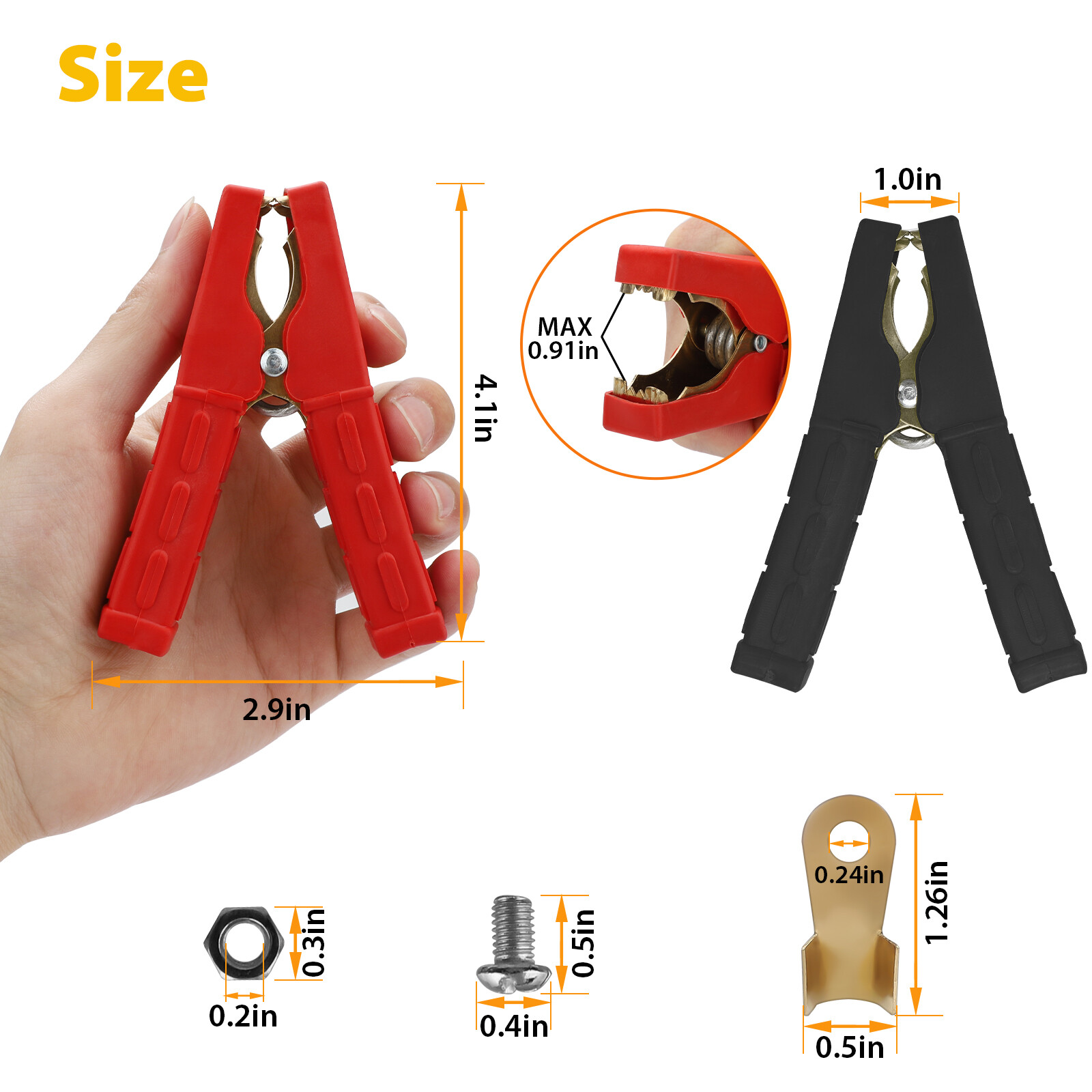 2PCS Car Cable Alligator Clips Crocodile Clip Battery Test Charger Clamps 500A